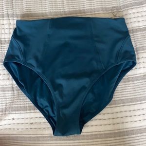 Athleta Teal Sculpted High Waist Swim Bottoms